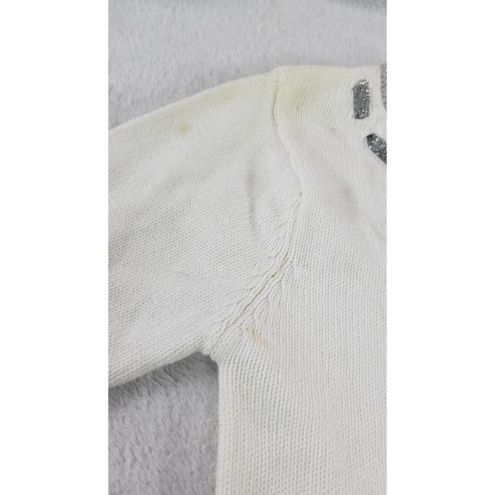 ​Laura Ashley Kids White Cardigan with Silver Trim & Rhinestone Buttons L/G 6X
